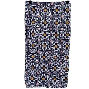 Boden Trellis Pencil Skirt Sz 4 Navy Stretch Geometric Below Knee Artsy Office